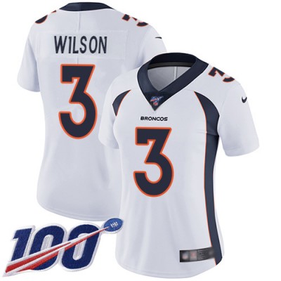 Nike Denver Broncos #3 Russell Wilson White Women's Stitched NFL 100th Season Vapor Untouchable Limited Jersey